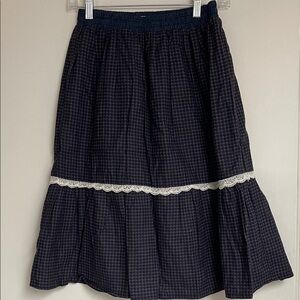 NWOT Elegant Navy Blue Skirt with Lace Trim for girls size 18
